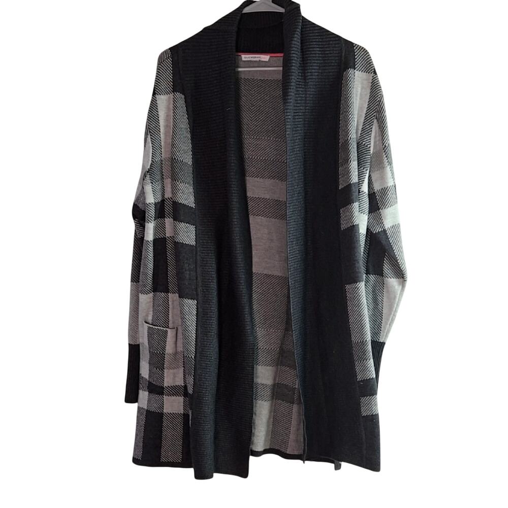 IsaacMizrahiLive women's Plaid Open Front Cardigan